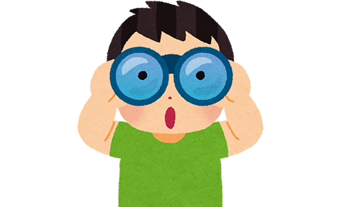 蜂の巣を双眼鏡で確認する人