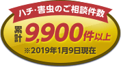 ハチ、害虫のご相談件数累計9,900件以上(2019年1月9日現在)